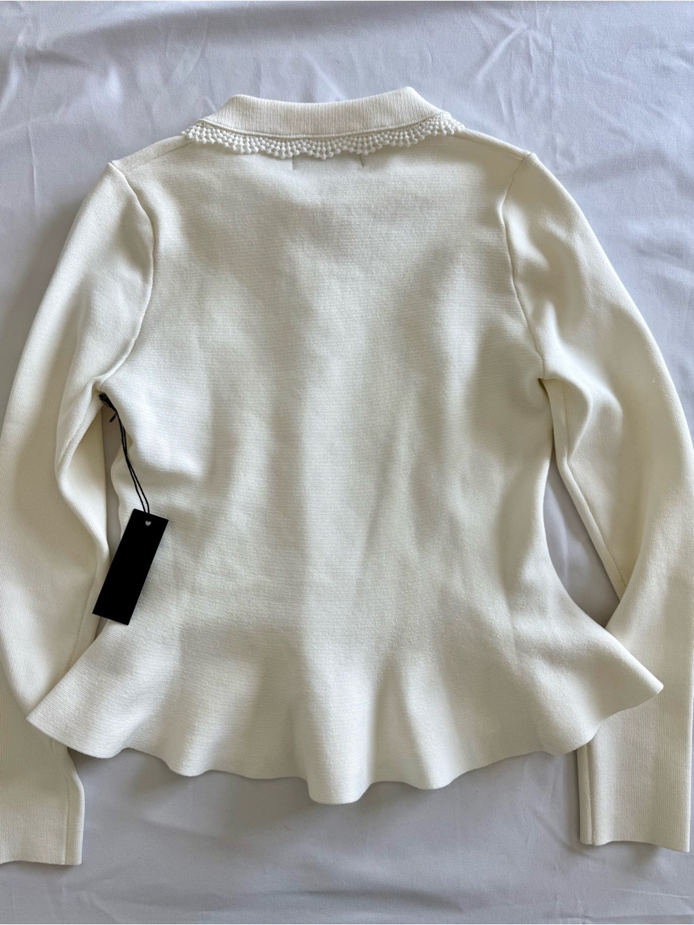 Alice Blue Cream Lace-Collar Peplum Sweater - Picture 8 of 8